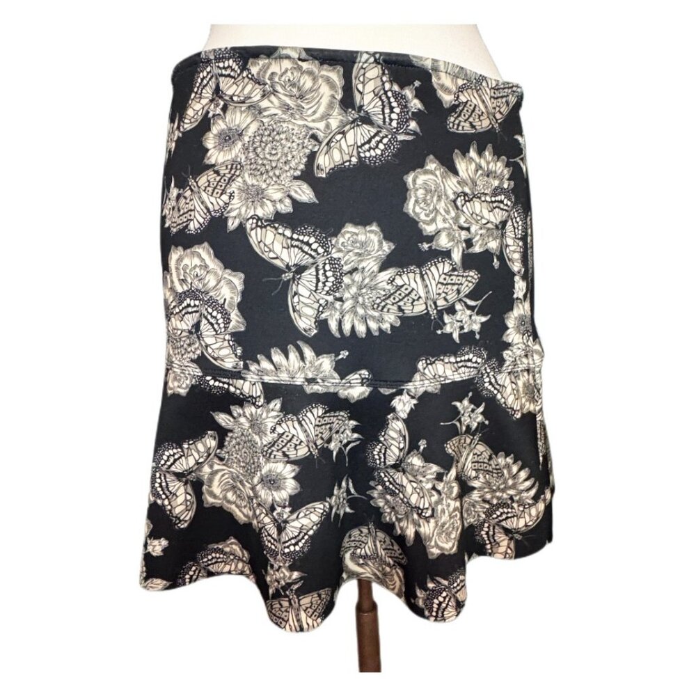 Clockhouse Black Miniskit A-line Butterfly Floral Pull On Fit & Flare Medium